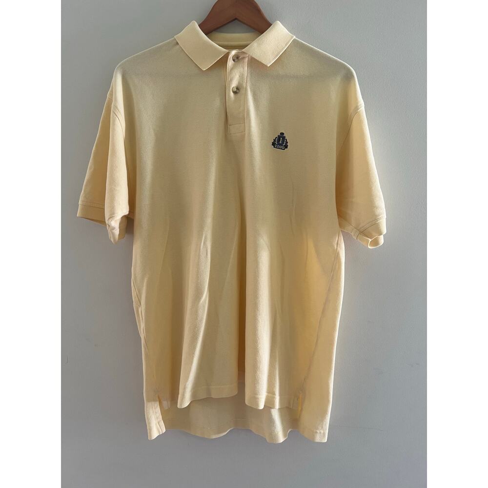 IZOD Men's 100% Cotton Short Sleeve Polo Shirt Yellow Blue Size Medium JL